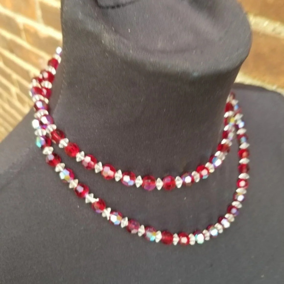 Vintage ruby red aurora borealis necklace‎ - Picture 6 of 6